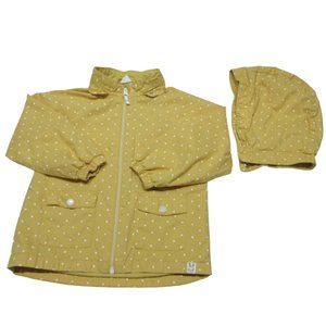 H&M yellow coated cotton‎ polka dot hooded jacket